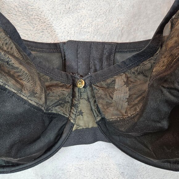 Cacique Black Unlined Demi Bra Womens 44DDD Lingerie underwire feminine sexy - Picture 2 of 11